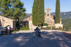 BARCELONA, SPAIN - 3 JANUARY 2021: People visiting the village of Sant Sebastià de Montmajor